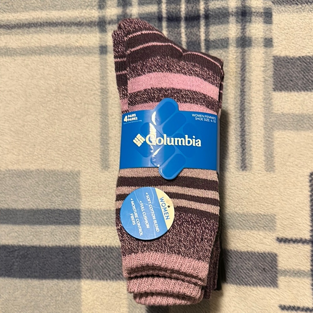 Columbia Women's Striped Socks - Plum and black